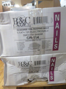 2 Boxes of B&C 15 Degree Coil Roofing Nails