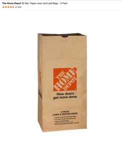 (3) The Home Depot 30 Gal. Paper Lawn and Leaf Bags - 5 Pack. See Pictures