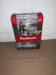 Kwikset Halifax Satin Nickel Square Keyed Entry Door Lever Featuring SmartKey Security. See Pictures