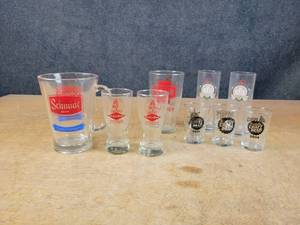 lot 1178 image: Schmidt Glass Beer Pitcher, Mankato Brewery Glasses, (2) Grain Belt Glasses and More - NO SHIPPING