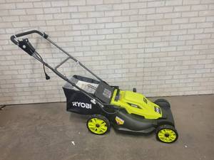 lot 1017 image: New RYOBI 20 Electric Lawn Mower w Bagger - Model RYAC200 - 120VAC 13A - Fully Assembled - NO SHIPPING