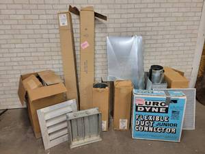 lot 1395 image: Huge Lot of Round Ductwork, Vents, Flexible Duct Connector and More - NO SHIPPING