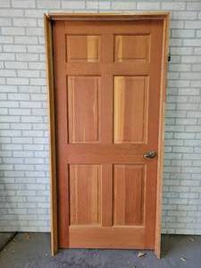 lot 1400 image: Solid Wood 36 Interior Door w Frame and Door Knob - NO SHIPPING