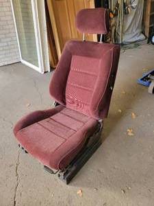 lot 1431 image: Garage Chair - Made From a Car Bucket Seat - Attached to 2x4s on the Bottom - NO SHIPPING