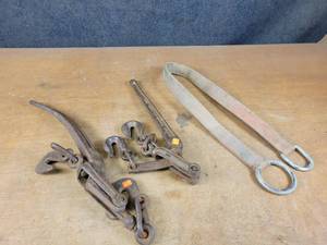 lot 1437 image: (2) 38 Chain Binders and Sling Strap