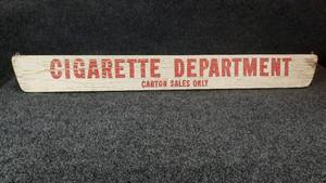 lot 1150 image: Cigarette Department Wood Sign (41 Long X 5 High)