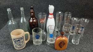 lot 1154 image: Large Lot of Schlitz, Schell, Pabst, Miller Lite Pilsner, Steins & Bottles
