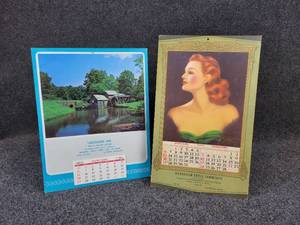 lot 1111 image: Pair of Vintage Calendars - Rydholm Feed Co. of Lakefield, MN from 1946 Measures 9-12 W x 15-12 H Lakeshore Inn of Le Center, MN from 1974 Measures 11 W x 14 H