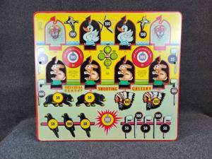 lot 1131 image: Vintage Marx Knockdown Target Shooting Gallery for Dart Guns - Comes with Original Box Measures 28-12 W x 25-12 H