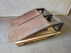 lot 1038 image: Pair of Heavy Duty Homemade Car  Truck Ramps - Each is about 53 x 21 x 13 - NO SHIPPING