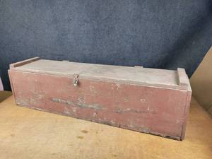 lot 1063 image: Large Antique Wood Toolbox  Storage Crate - About 49-12 x 14 x 11 - NO SHIPPING
