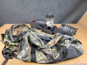 lot 1074 image: NorthStar Propane Lantern in Case, Scent Blocker Duffel Bag and Fieldline Camo Backpack