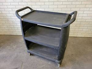 lot 1087 image: Poly 3-Tier Rolling Cart - Overall about 36 x 17 x 38 Tall - NO SHIPPING