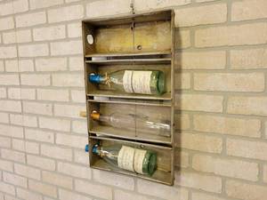 lot 1088 image: Locally Crafted Wine Bottle Rack - Made from Vintage Commercial Bread Pan - Overall about 22 x 13 x 3
