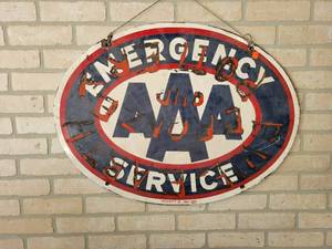 lot 1099 image: Antique Porcelain AAA Sign - Measures 30 x 23