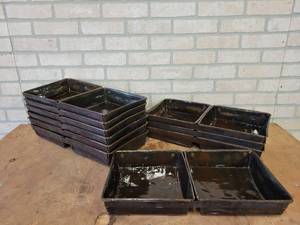 lot 1210 image: (10) Antique Dual 8 x 8 Cake Pans - Glazed - From Veiths Bakery in St. Peter, MN - Patent Date May 22, 1906 - 17.5 x 9 x 2.5 - NO SHIPPING