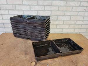 lot 1211 image: (10) Antique Dual 8 x 8 Cake Pans - Glazed - From Veiths Bakery in St. Peter, MN - Patent Date May 22, 1906 - 17.5 x 9 x 2.5 - NO SHIPPING