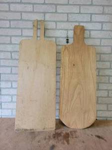 lot 1220 image: (2) Wood Brick Oven Pizza Paddles - 34 x 12 and 36 x 12 - From Veiths Bakery in St. Peter, MN
