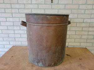 lot 1223 image: Antique 25 Gallon Copper Boiler - About 21 Tall x 19 Diameter - From Veiths Bakery in St. Peter, MN - NO SHIPPING