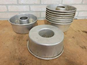 lot 1246 image: (7) Vintage Wear-Ever Aluminum Angel Food Pans - 8 Diameter x 3 Height -  From Veiths Bakery in St. Peter, MN