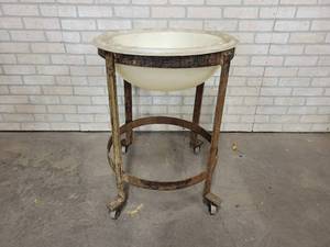 lot 1249 image: Poly Mixing Bowls w Rolling Cart - 24 & 20 Bowls - Cart is about 30 Tall - From Veiths Bakery in St. Peter, MN - NO SHIPPING