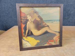 lot 1261 image: Vintage Pin Up Advertising Print - Overall 12.75 x 12.75