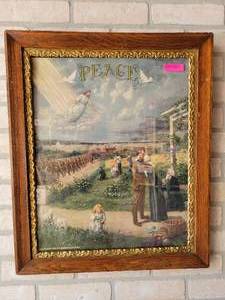 lot 1268 image: Antique WWI PEACE Lithograph by EG Renesch - 1918 - Overall 24 x 20
