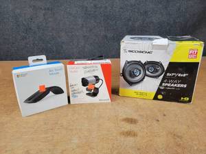 lot 1272 image: SCOSSHE 5x7 Speakers, Microsoft Touch Arc Mouse and LifeCam Studio Webcam