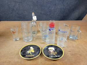 lot 1303 image: Lot of Beer Mugs, Bottles and More - Antique BLATZ Bottle, Embossed ini A&W Root Beer Mug and More - NO SHIPPING