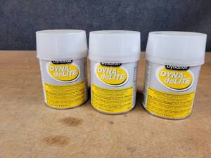 lot 1326 image: (3) New Cans DYNA deLite Auto Body Filler - Each is 30oz - NO SHIPPING