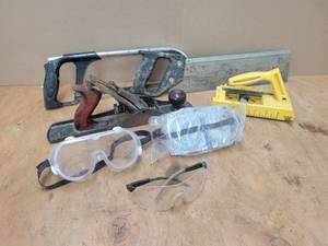 lot 44 image: Dovetail Jig, Block Plane, Saws and Safety Glasses