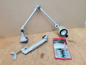 lot 55 image: Shop Fox Face Frame Clamp, Countersink Drill Kit and Articulating Work Light
