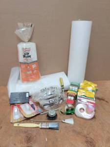 lot 73 image: Lot of Tape, Safety Glasses and Rolls of Plastic Sheeting