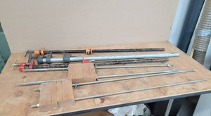 lot 95 image: (3) 32 Bar Clamps and (2) Threaded Rod Wood Clamps - NO SHIPPING