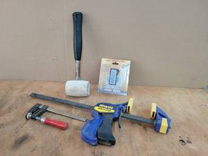 lot 116 image: Irwin clamp, Mallet, Digital Plane Check Gauge