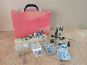 lot 134 image: Large Lot of Assorted 12 and 14 Shank Router Bits w Steel Case and More