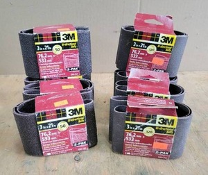 lot 153 image: (8) Packs of Sanding Belts 3 x 21 - Assorted Grits