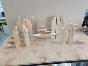 lot 159 image: Lot of (6) Wood Clamps - Includes (2) 12, (2) 8 and (2) 6
