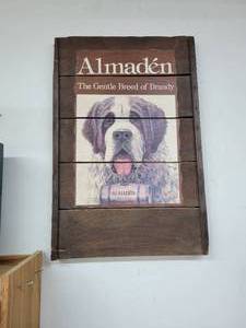 lot 173 image: Almaden Brandy Wood Sign - about 36 x 24