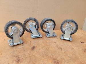 lot 211 image: (4) Heavy Duty 6 Caster Wheels - (2) Straight and (2) Swivel