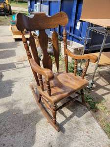 lot 218 image: Solid Wood Adult Rocking Chair - NO SHIPPING