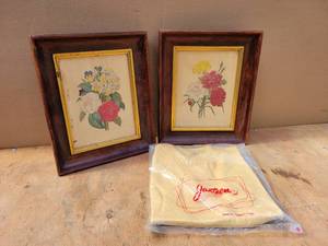 lot 224 image: Pair of P.J. Redoute Lithographs and Vintage Jantzen Sweater