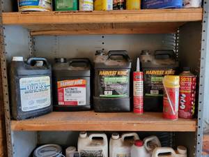 lot 258 image: (2) 2 Gallon Jugs 10w-30 Motor Oil (Seem Full), Approx. 1 Gallon ATF and More on Shelf - NO SHIPPING