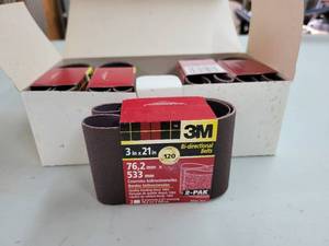 lot 273 image: Box of (5) 2-Packs of 3 x 21 Belt Sander Belts - All 120 Grit