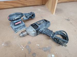 lot 287 image: Craftsman 12 Reversable Electric Drill and Craftsman 14 Sheet Palm Sander - Both Tested and Work