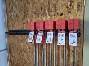 lot 108 image: 36 Pinnacle Wall Clamp Holder - Used to Hold BESSEY and IRWIN Bar Clamps in Lots 100-107 - Clamps NOT Included - NO SHIPPING