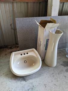 lot 235 image: New Porcelain Bathroom Pedestal Sink - NO SHIPPING