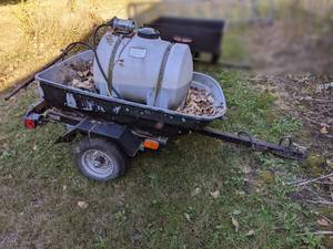 lot 330 image: Motorcycle Trailer with Sprayer - Measures 7 long x 4 wide x 39 tall overall - NO SHIPPING