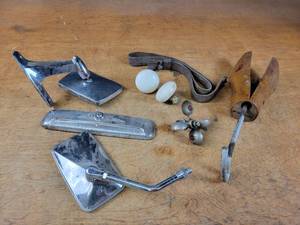 Vintage Top to an Anemometer, Door Knobs, Vintage Car Mirrors and Antique Show Stretcher