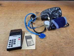 Vintage Stethoscope, Blood Pressure Cuff and MARK 30 Calculator w Manual